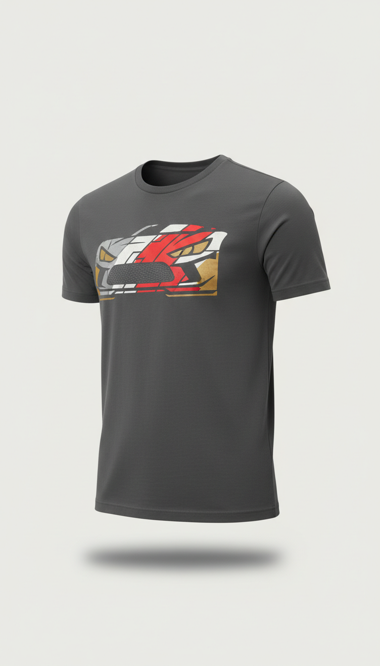 Graphic Racing Tee with Track Print