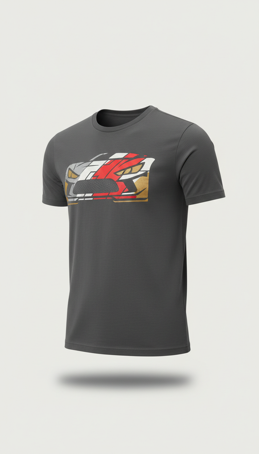 Graphic Racing Tee with Track Print