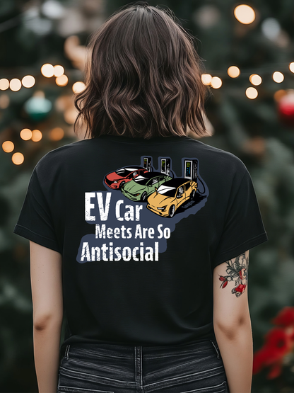 GarageZen ev car meets are so antisocial female model t-shirt for car automotive racing enthusiasts