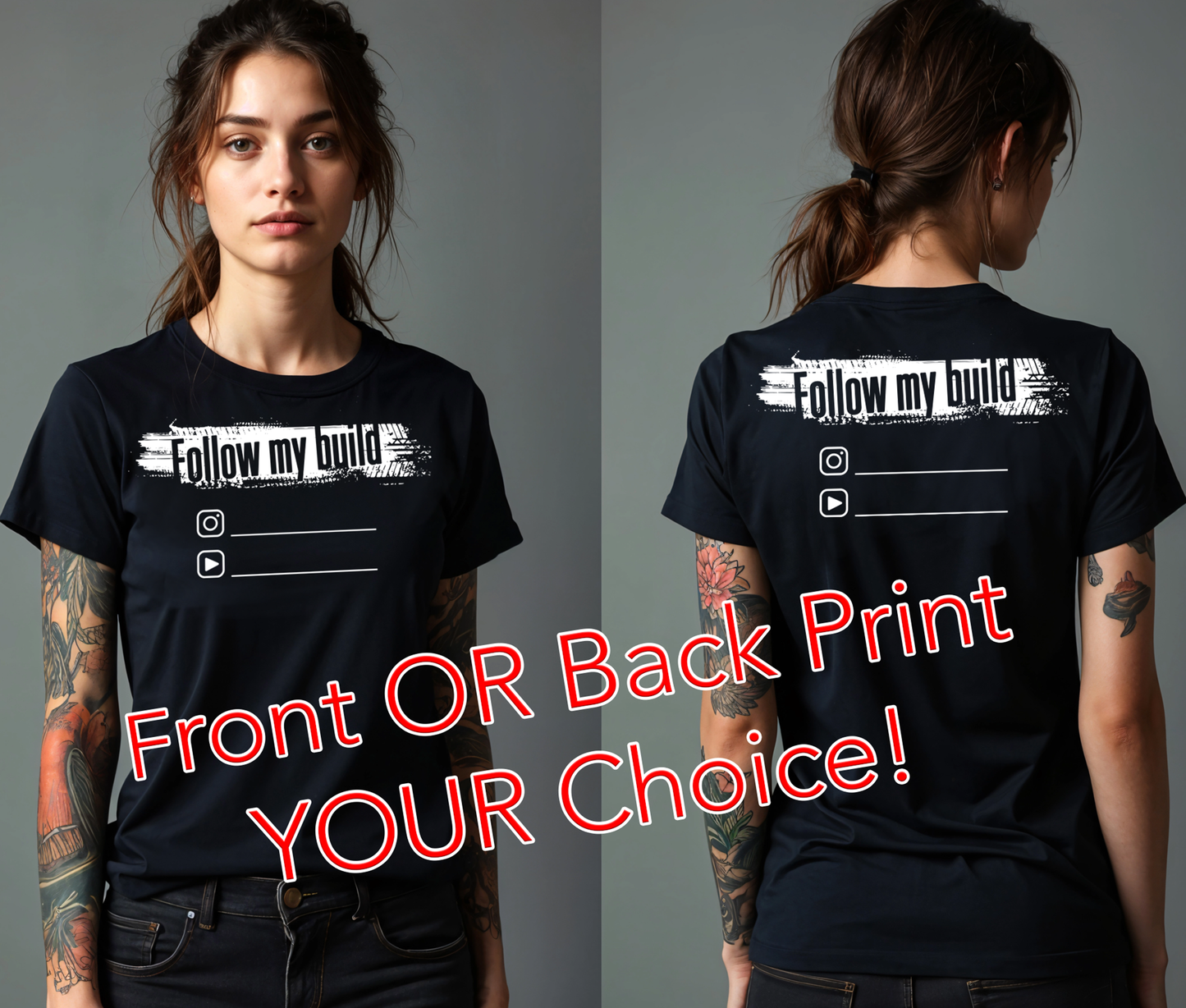 GarageZen follow my build branding social media t-shirt for car automotive racing enthusiasts