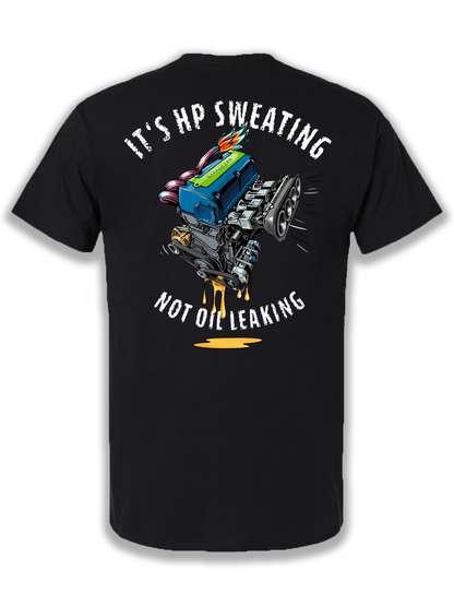 GarageZen honda acura k series b series hp sweating not oil leaking engine t-shirt for car automotive racing enthusiasts