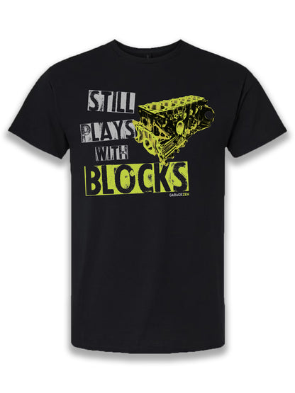 GarageZen toyota supra turbo 2JZ plays with blocks engine t-shirt for car automotive racing enthusiasts